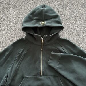 Lululemon Scuba Oversized Half Zip Hoodie Womens XL Green Gold